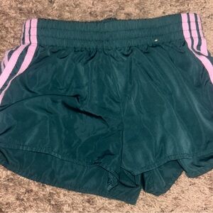Stylish Women's Athletic Shorts in Green and Pink